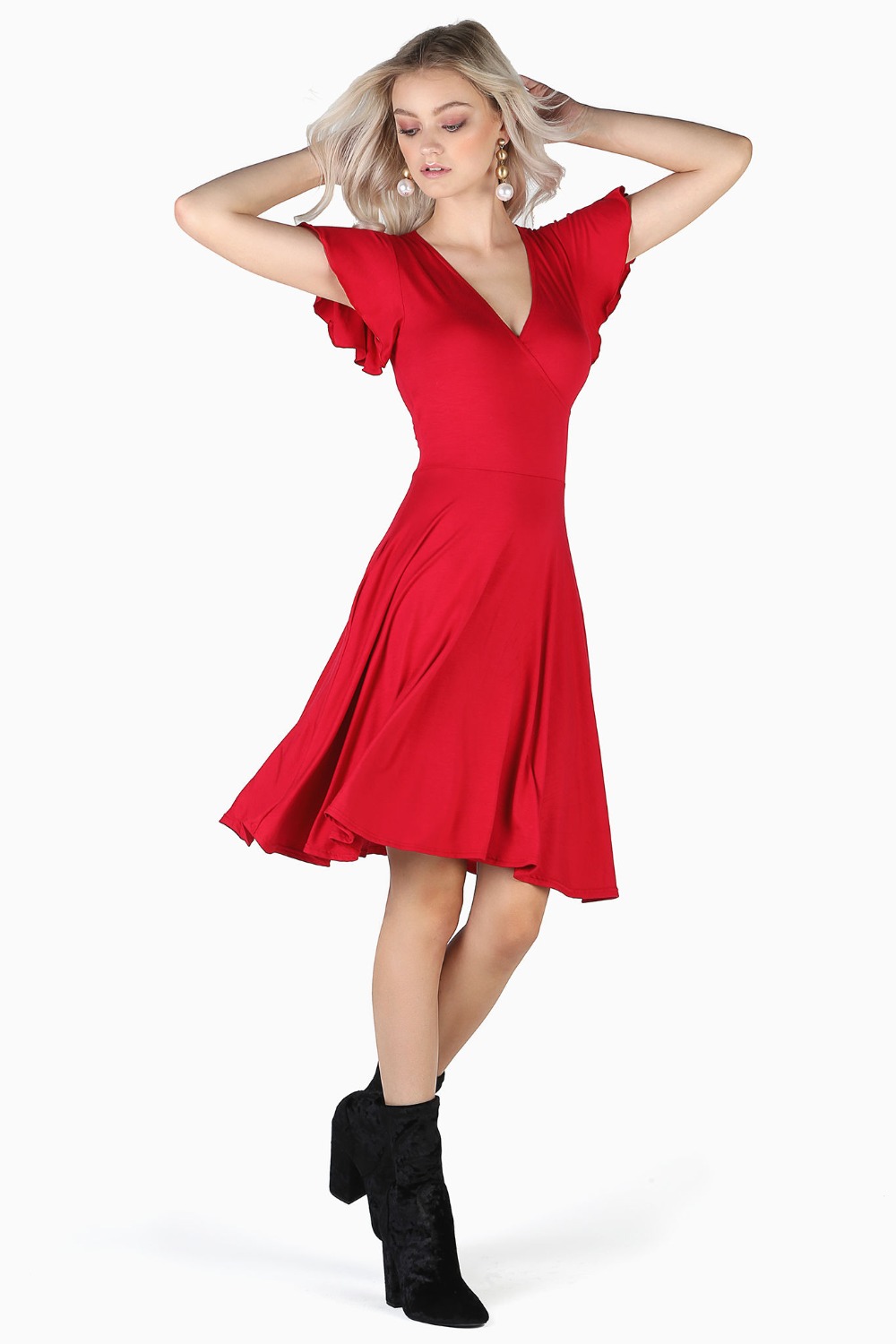 Red Wrap Longline Dress - Limited